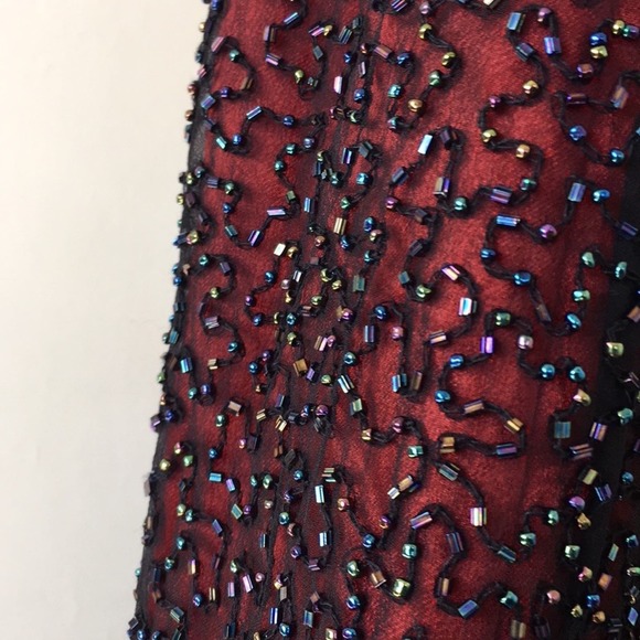 Maxi skirt hand multicolor beads red lined size XS - Picture 4 of 10